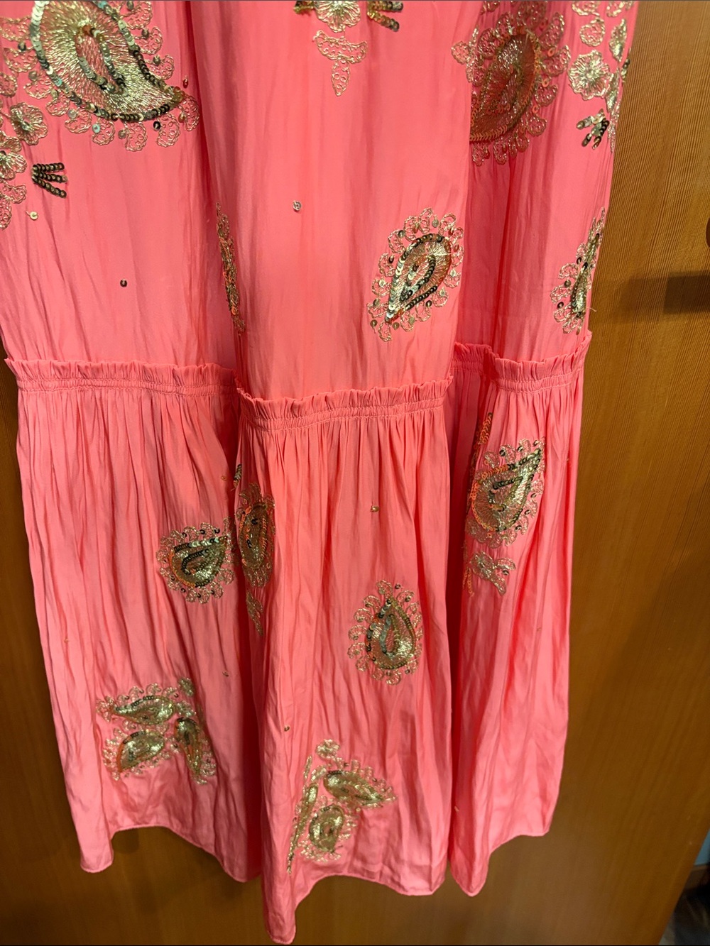Calypso St. Barth Coral Maxi Dress with Gold Embellishment - Picture 4 of 6